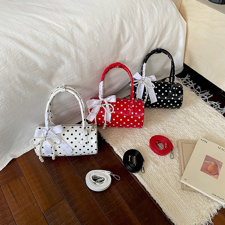Elegant Pearl-Accent Handheld Purse