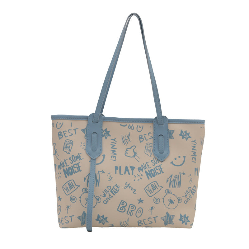 Playful Graphic Print Tote Bag
