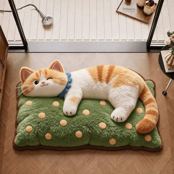 Plush Cat-Themed Mat