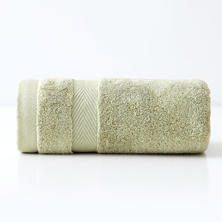 Plush Long-Staple Cotton Bath Towel With Dense Terry Pile And Chevron Dobby Border