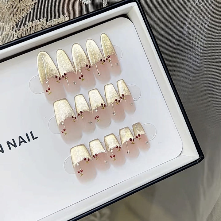 Artistic Floral-Decorated Press-On Nail Set Kalsten