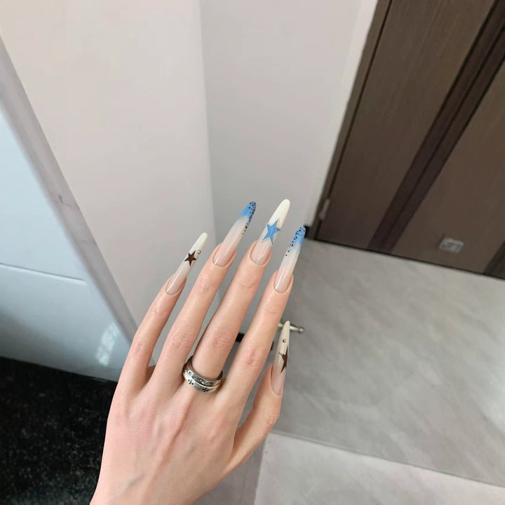 Star Accented Stiletto Nail Art Extensions