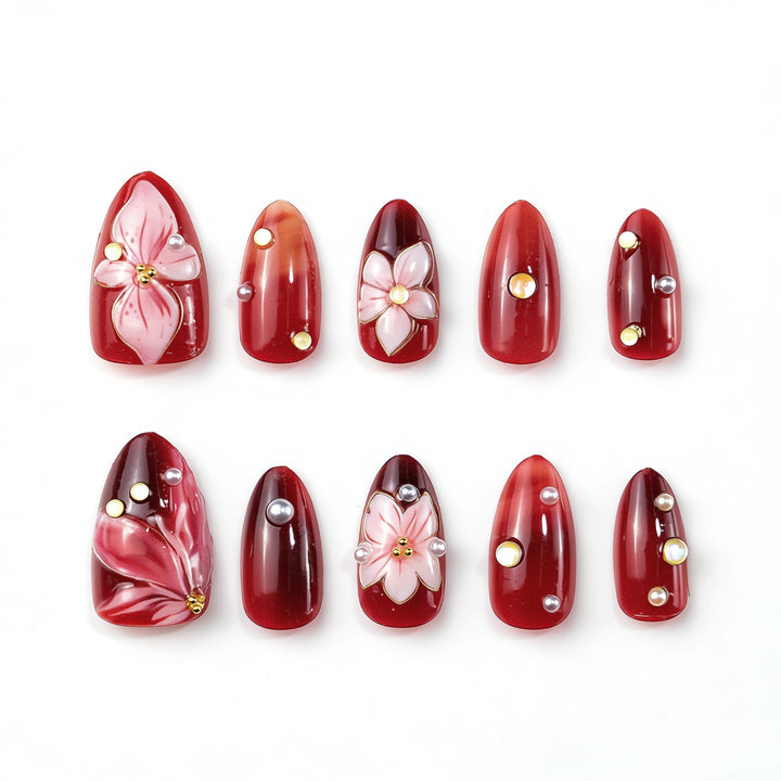 Elegant Floral Press-On Nail Art Set Kalsten