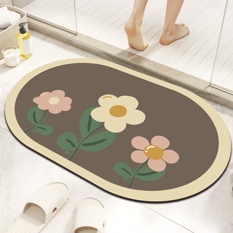 Elegant Marble-Themed Bath Mat Kalsten
