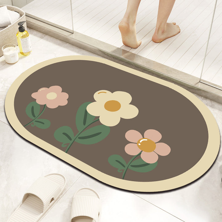Elegant Marble-Themed Bath Mat Kalsten