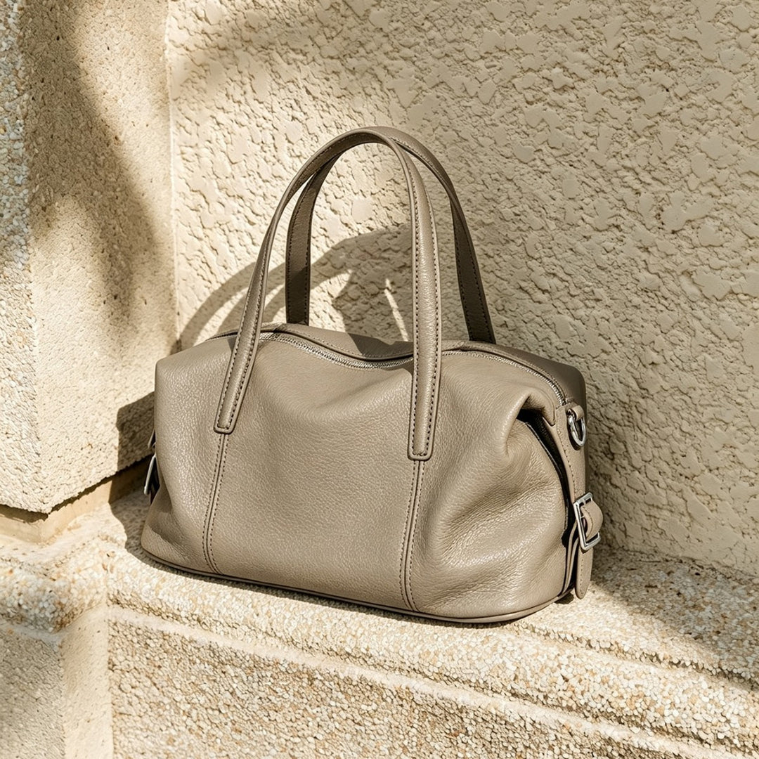 Structured Barrel Top-Handle Satchel with Removable Crossbody Strap