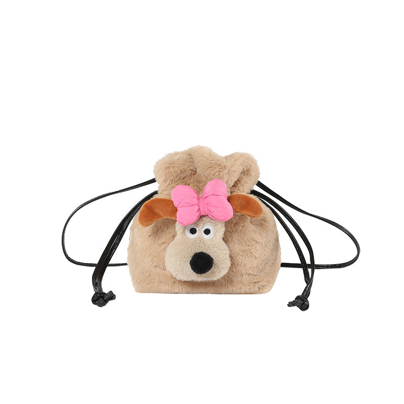 Cute Plush Animal-Themed Crossbody Bag