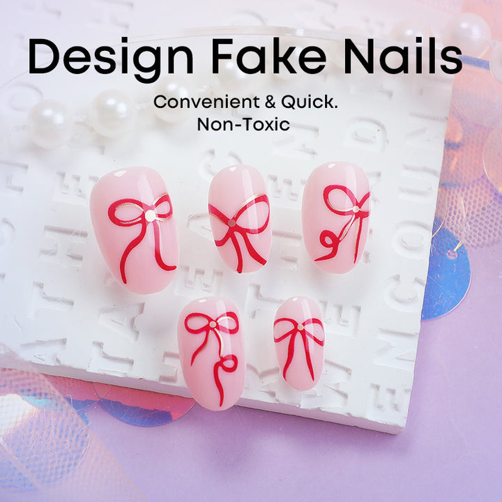 Artificial nail design with bow motifs Kalsten
