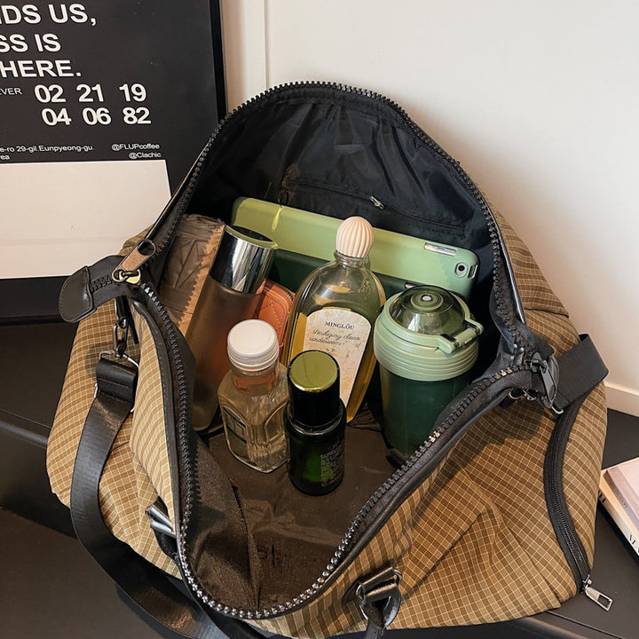 Sporty Travel Bag With Stylish Checkered Pattern Kalsten