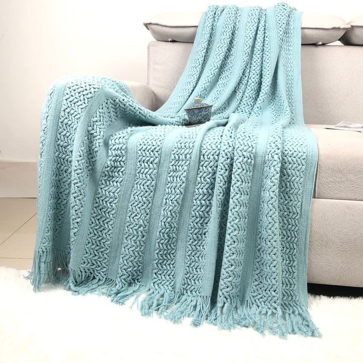 Textured Handwoven Throw Blanket Kalsten