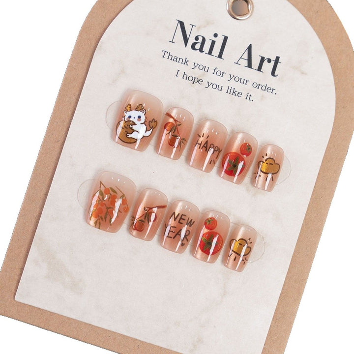 Festive Themed Expressive Press-On Nail Art