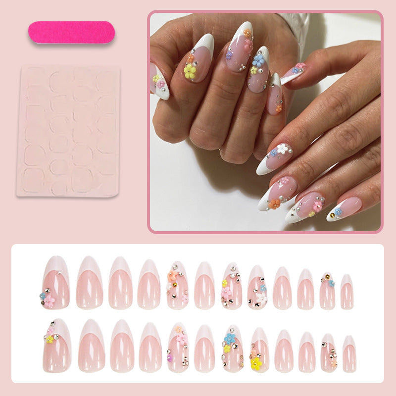 Acrylic Nail Set with Elegant Bows and Glamorous Accent Kalsten