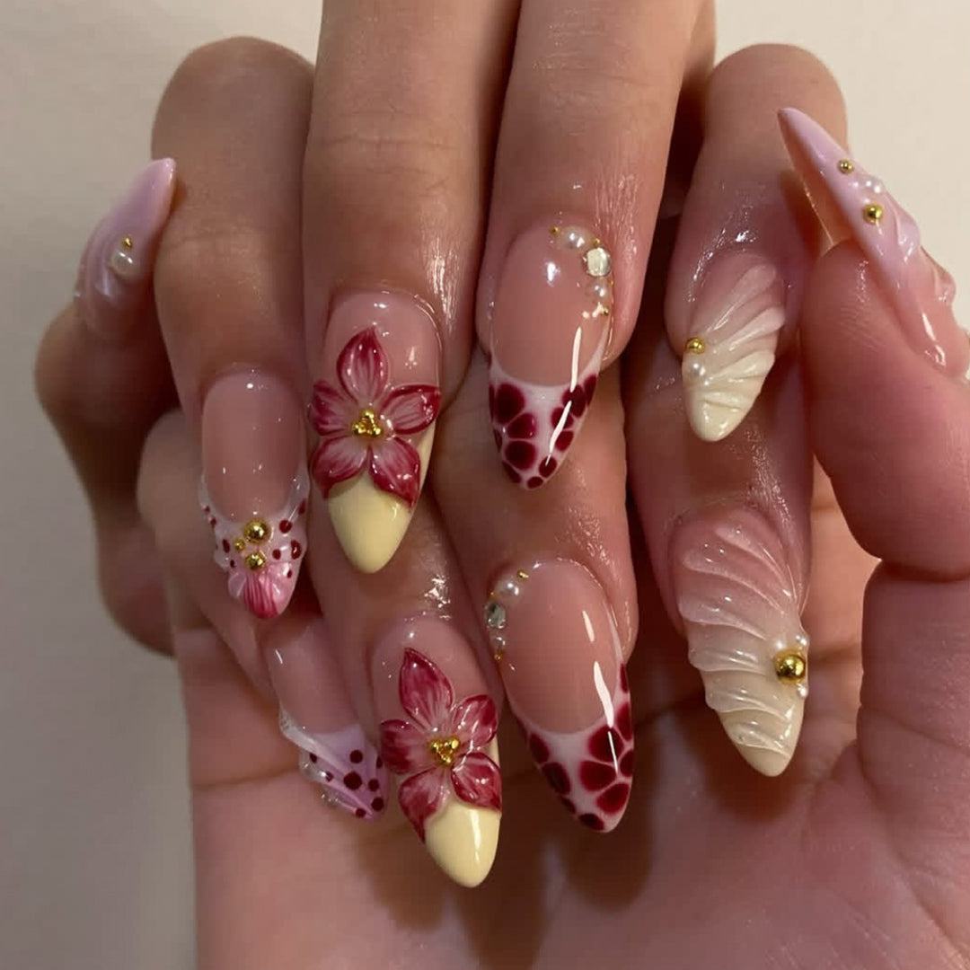 Decorative Floral Acrylic Nail Art Kalsten
