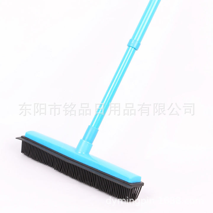 Heavy-Duty Rubber Floor Squeegee With Telescopic Handle And Angled Swivel Head