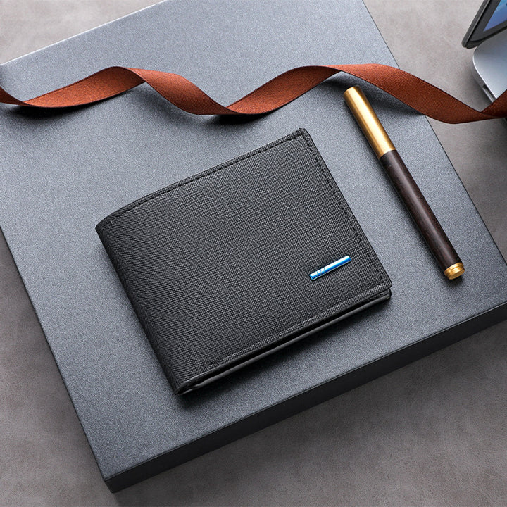 Textured Leather Folded Wallet Kalsten
