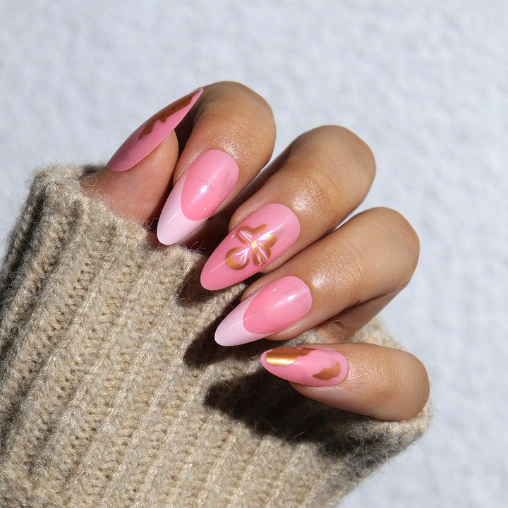 Elegant Floral Accent Stiletto Press-On Nails Kalsten