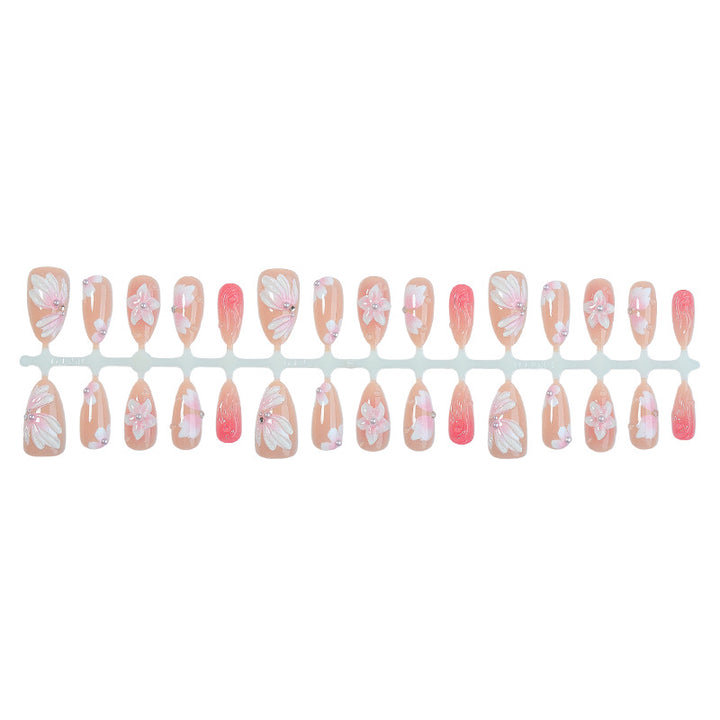 Floral Embellished Press-On Nails Kalsten