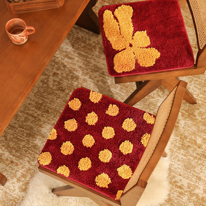 Square soft bath mat rug with three-dimensional pom-pom structure and non-slip backing