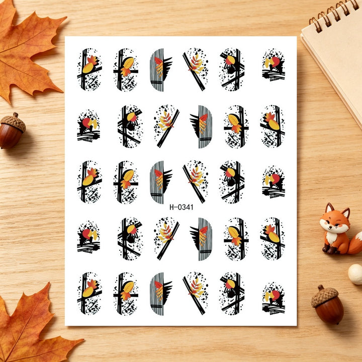 Autumn-Themed Nail Art Stickers
