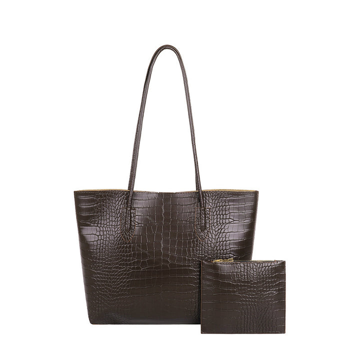 Crocodile-Embossed Tote Bag with Detachable Clutch Kalsten