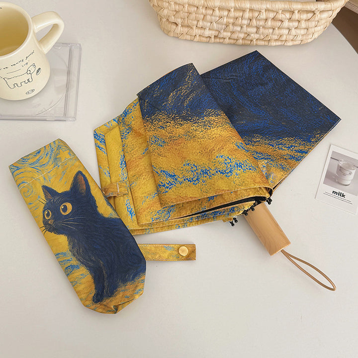 Women's Automatic Folding Umbrella with Cat Design Kalsten
