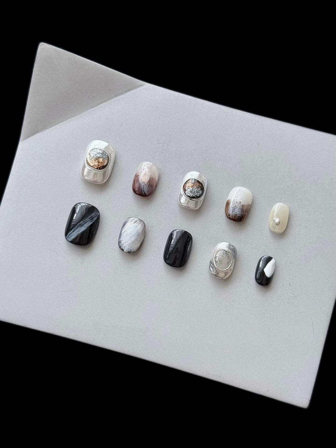Artistic Press-On Nail Set with Elegant Designs