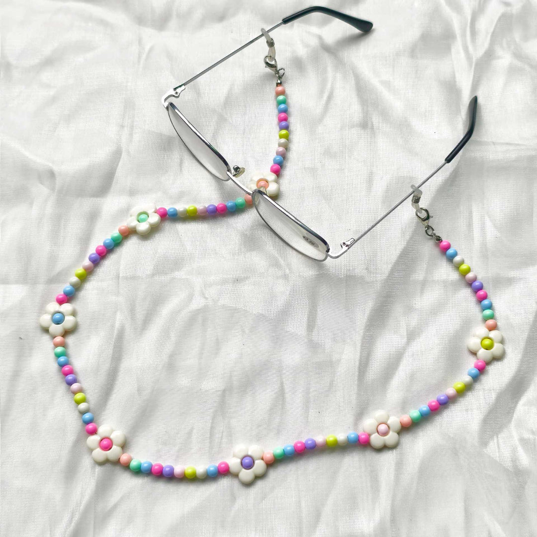 Playful glasses holder chain with floral patterns Kalsten