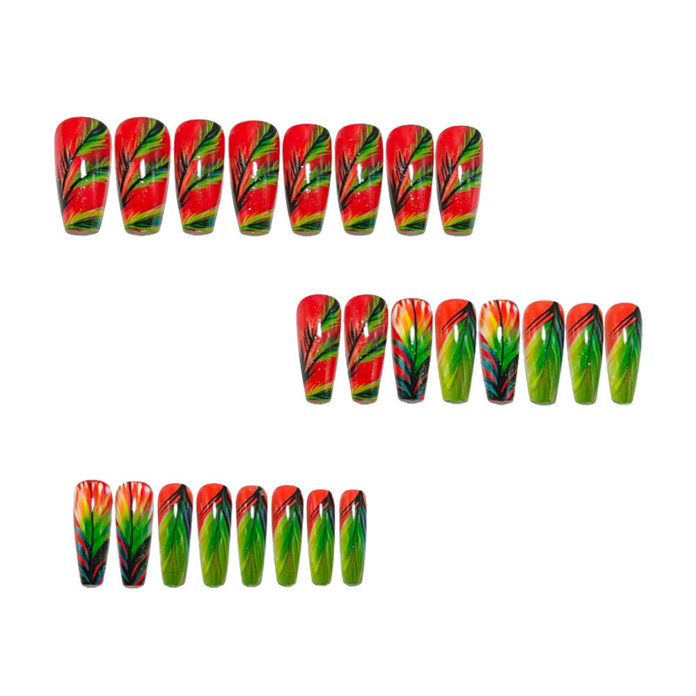 Creative artificial nails with tropical leaf design Kalsten