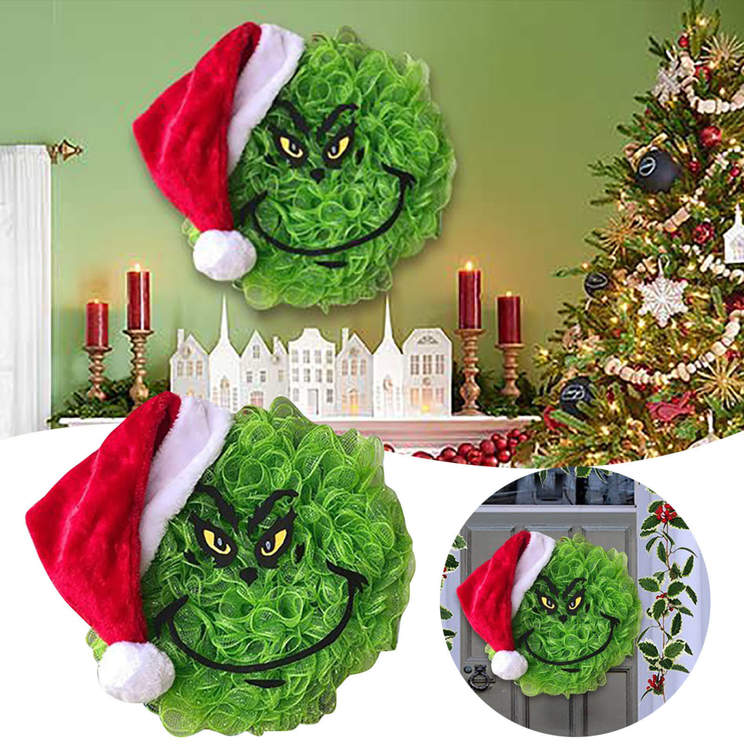 Festive Grinch-Themed Door Wreath