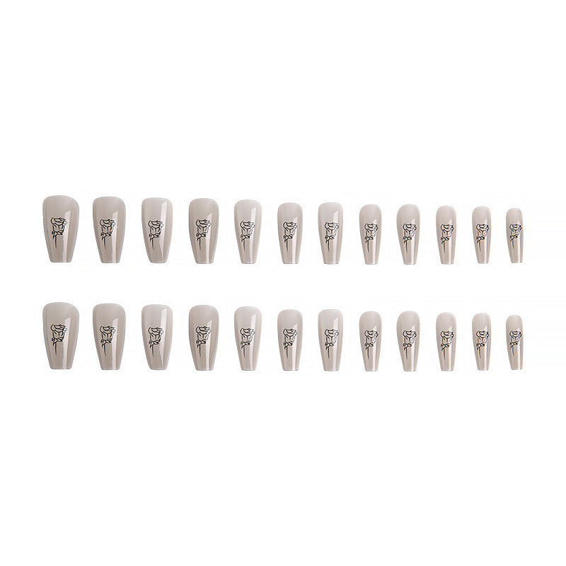 Artful Nail Tips with Rose Pattern Kalsten