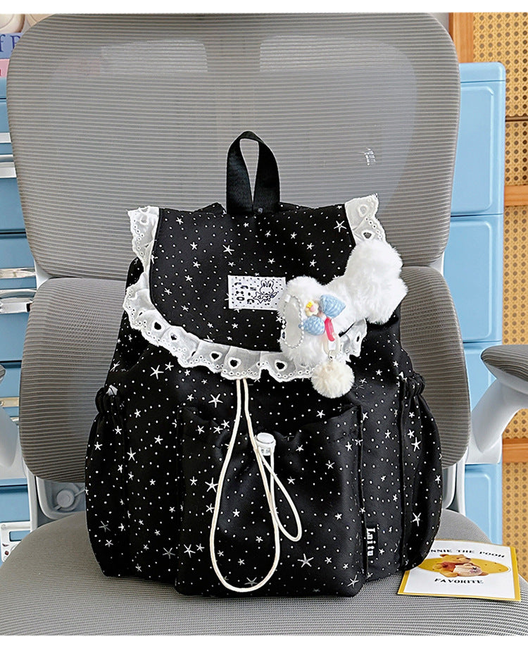 Star Print Ruffled Backpack Kalsten