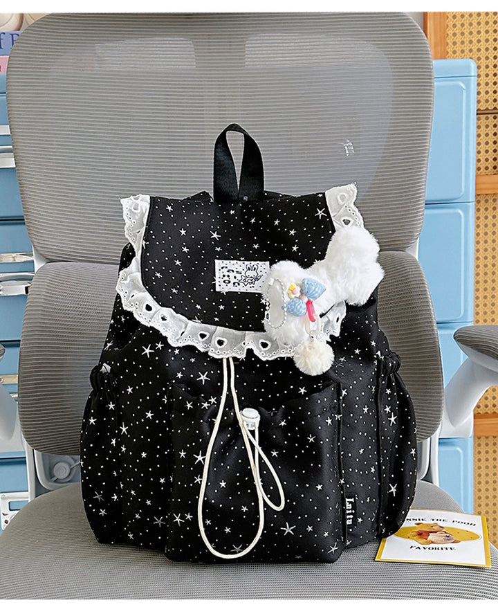 Star Print Ruffled Backpack Kalsten