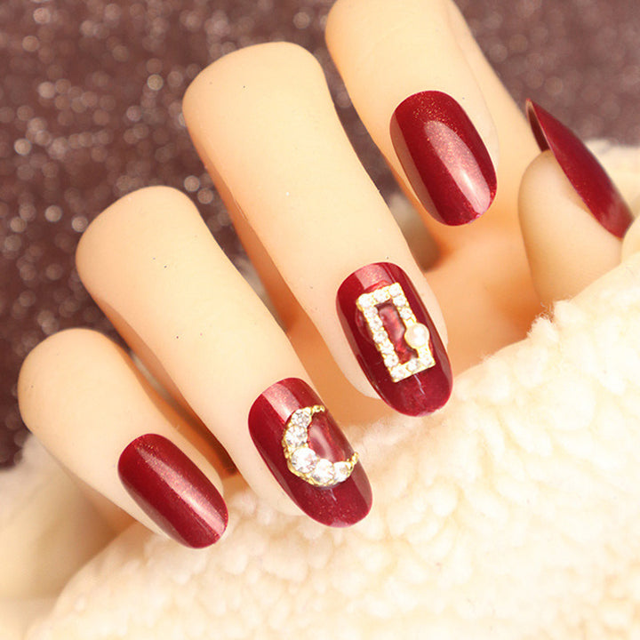 Elegant Rhinestone-Embellished Press-On Nail Set