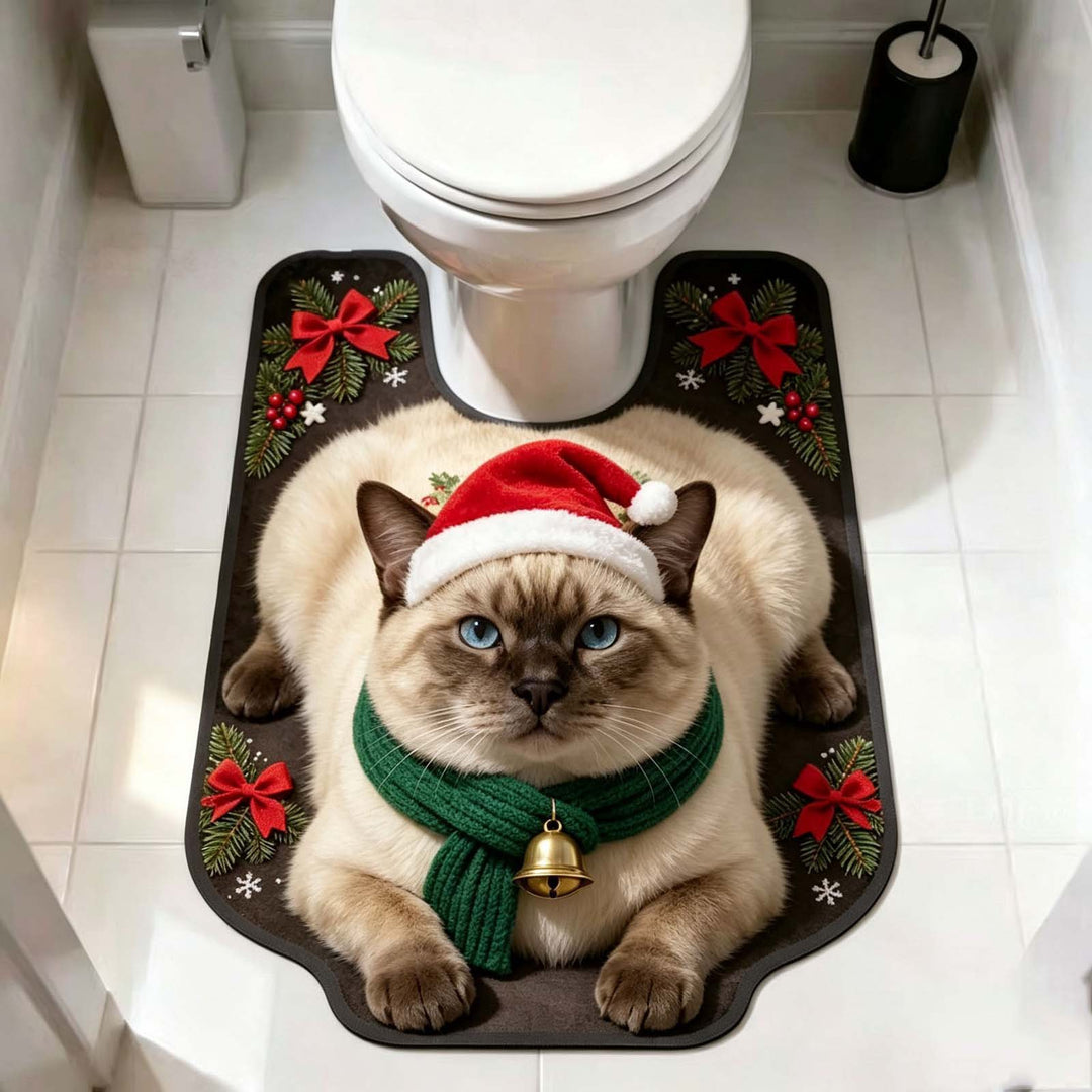 Holiday Cat-Themed Bath Mat