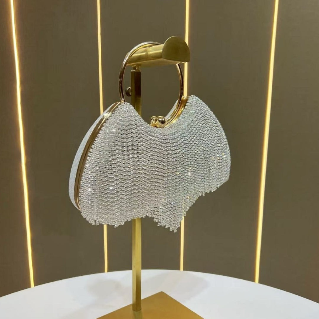 Crystal-Studded Decorative Evening Handbag