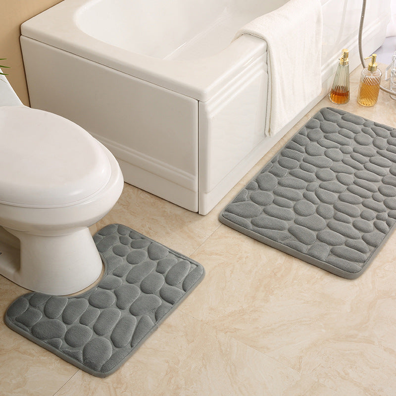 Textured Stone Pattern Bath Mat Set Kalsten