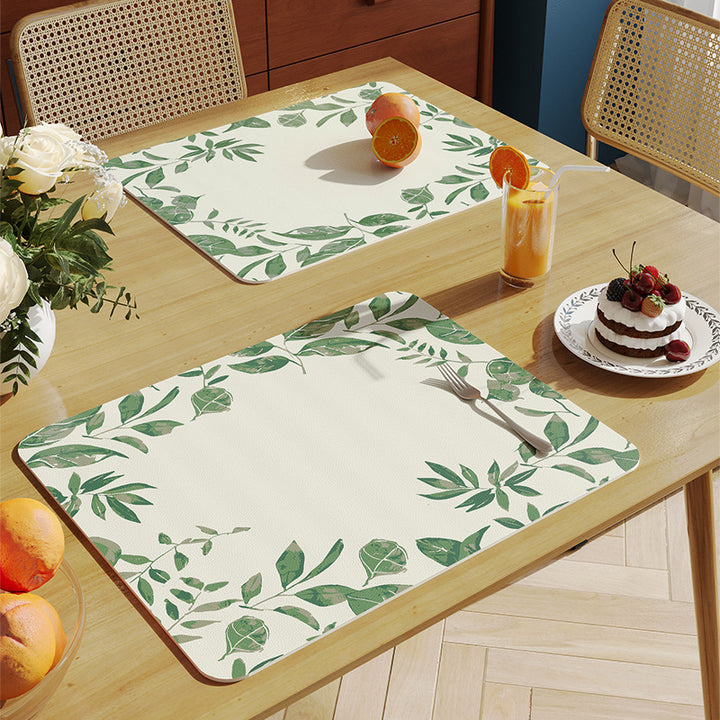 Decorative Leaf Print Table Placemats