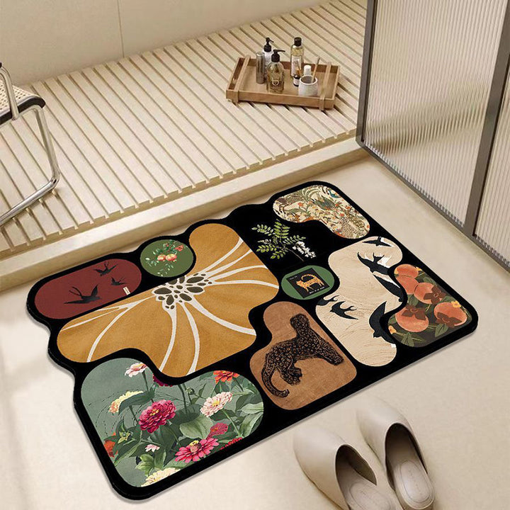 Artistic Floral Pattern Bath Mat Kalsten