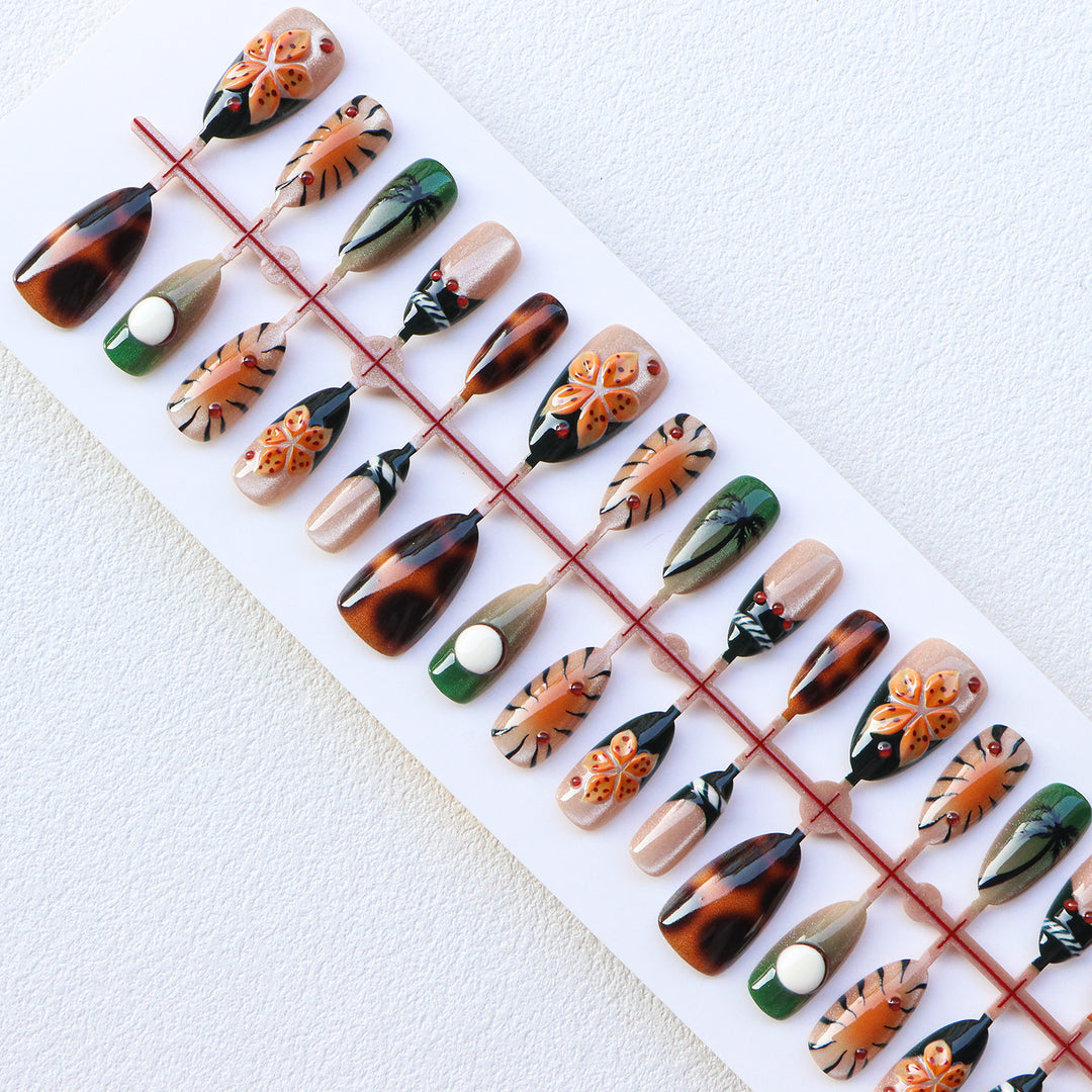 Tropical-Inspired Artisanal Press-On Nail Set