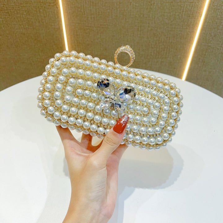 Pearl-Studded Butterfly Evening Clutch
