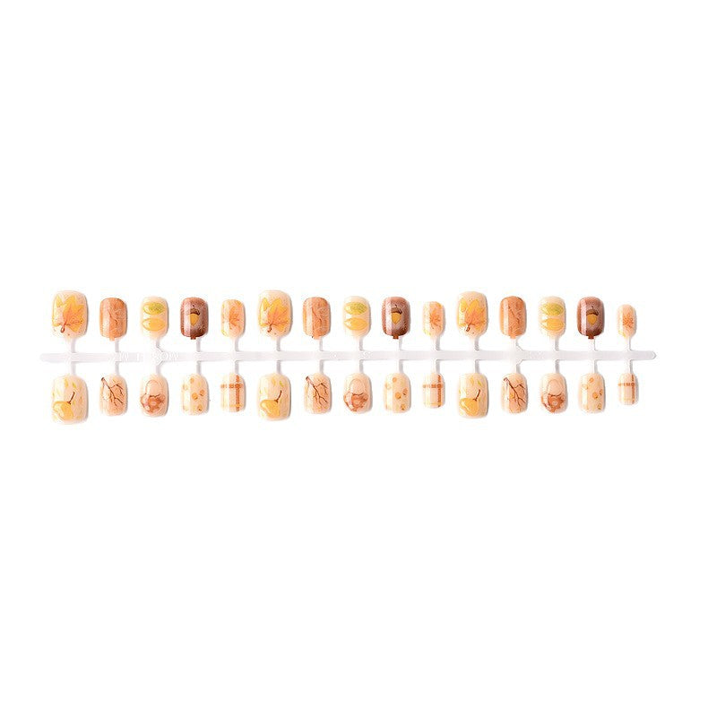 Artistic Autumn-Inspired Press-On Nail Art Set