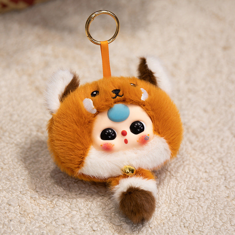 Bunny Plush Bag Charm with Bell and Collectible Resin Face Kalsten