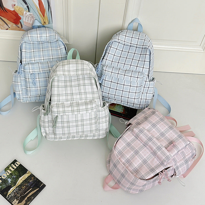 Stylish Checkered Pattern Backpack Kalsten
