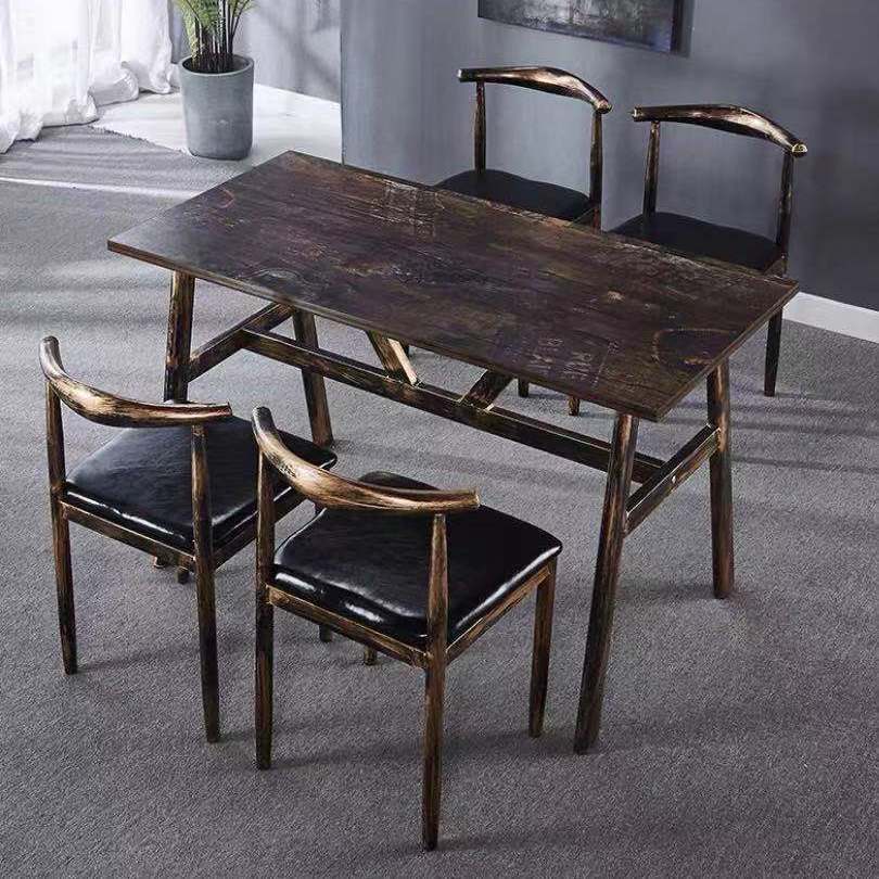Vintage dining table with custom license plate design Kalsten