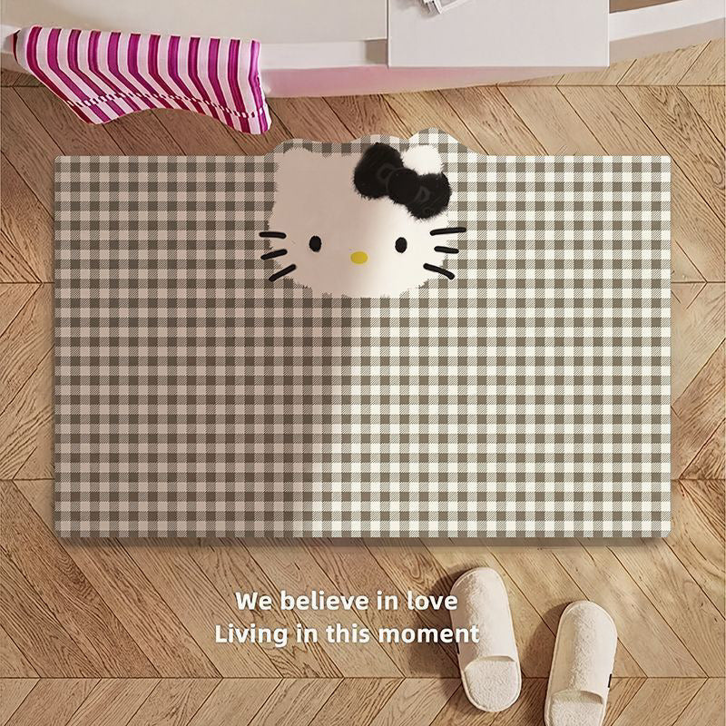 Cute Cartoon Cat-Themed Bath Rug
