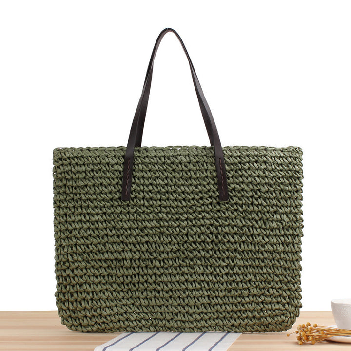 Timeless wicker tote bag with leather handles Kalsten