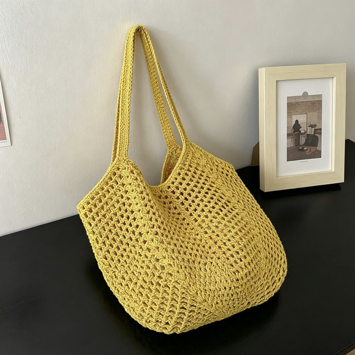 Hand-knotted tote bag in modern net design Kalsten
