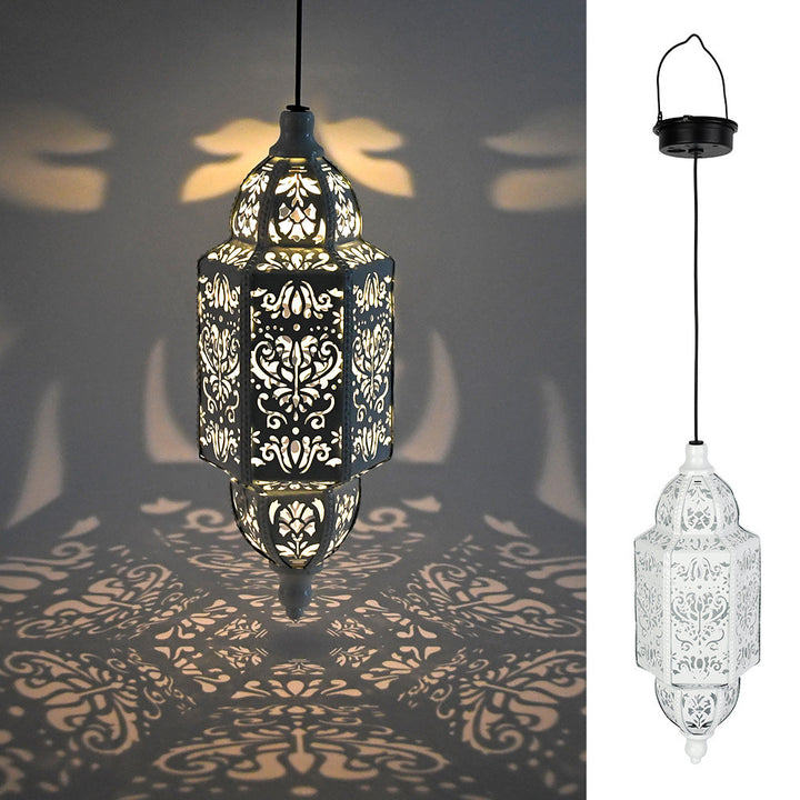 Ornate Filigree Hanging Projection Pendant Lamp With Adjustable Cord And LED-Compatible Socket Kalsten