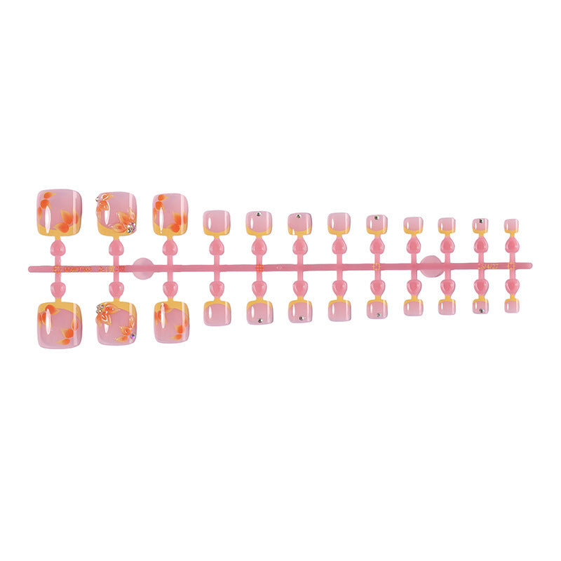 Artificial nail set with floral design and elegant accents Kalsten