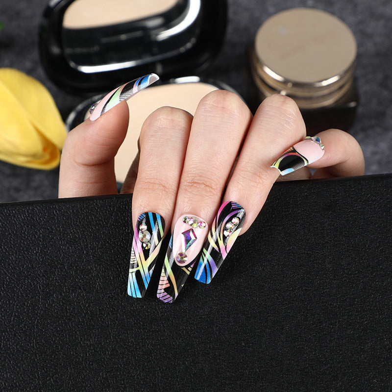 Artificial nail tips with colorful abstract design Kalsten